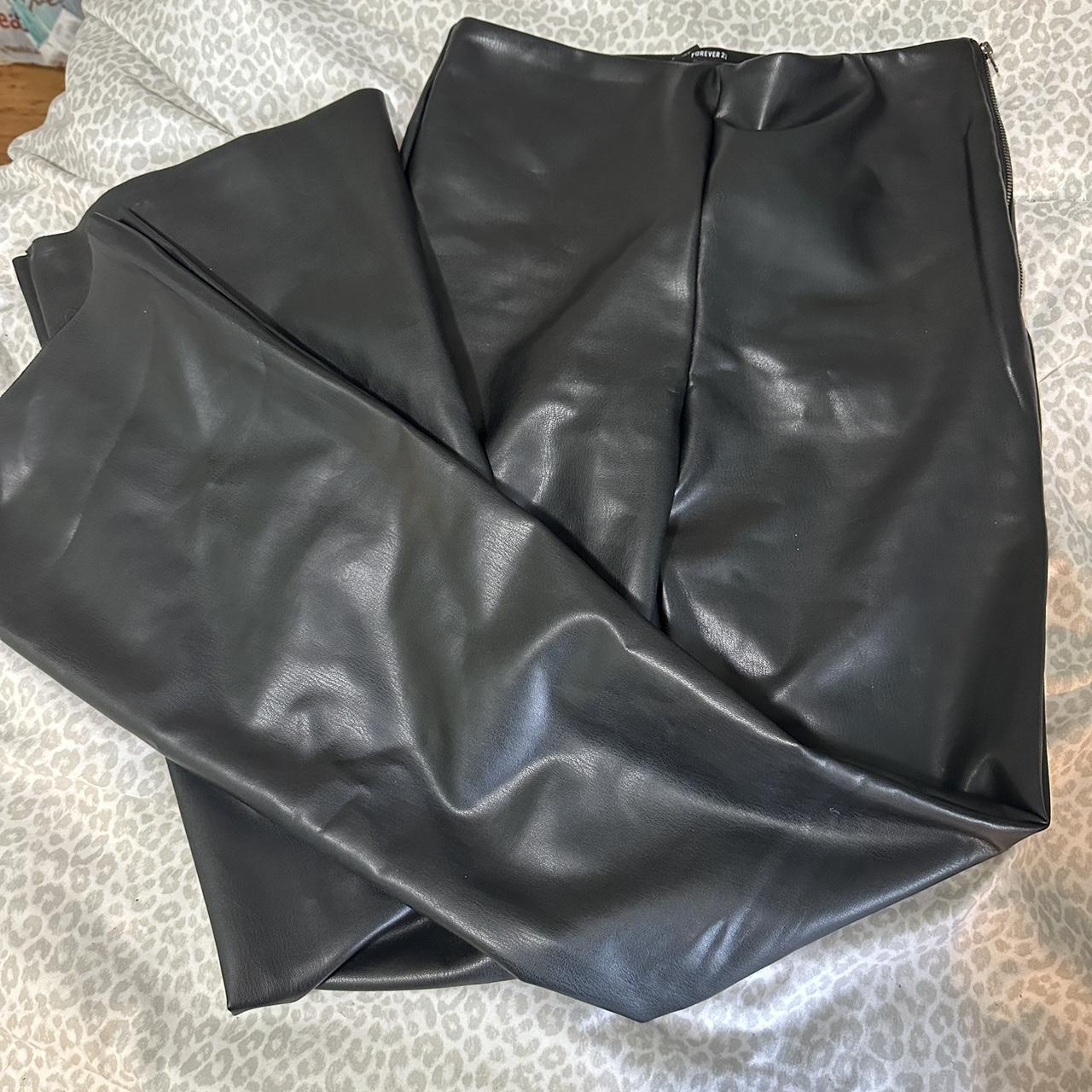 Forever 21 flared leather black pants, very... - Depop