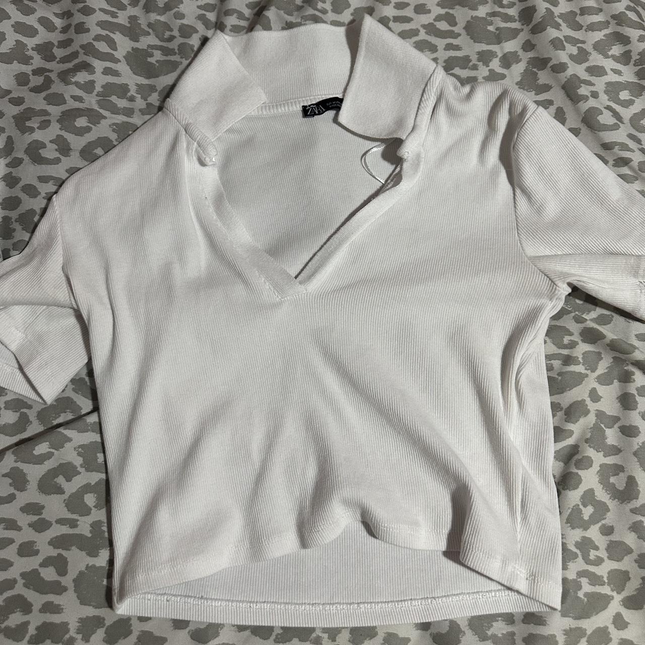 Zara white cropped tee, like new Depop
