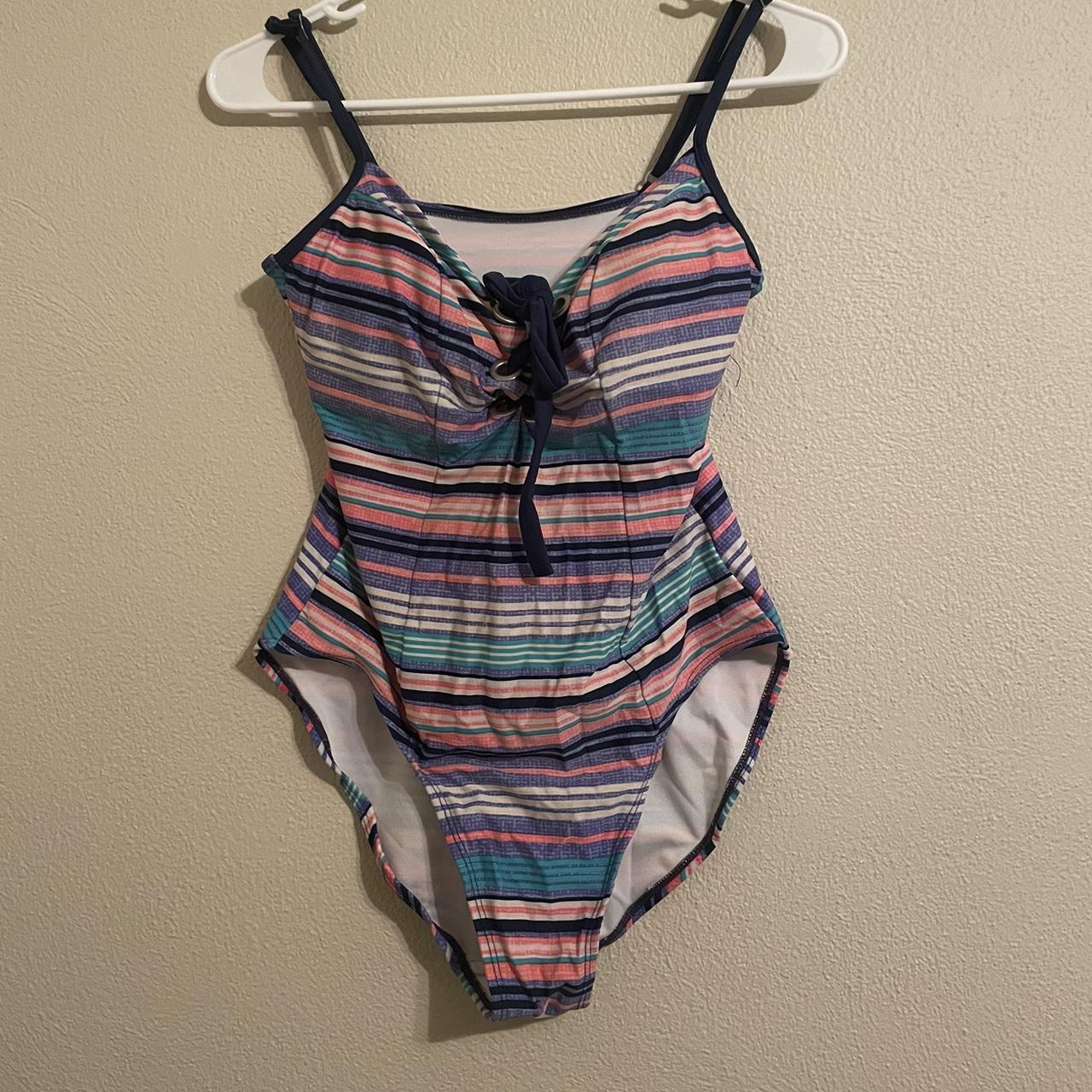 multicolor TIME AND TRU one piece bathing suit only... - Depop