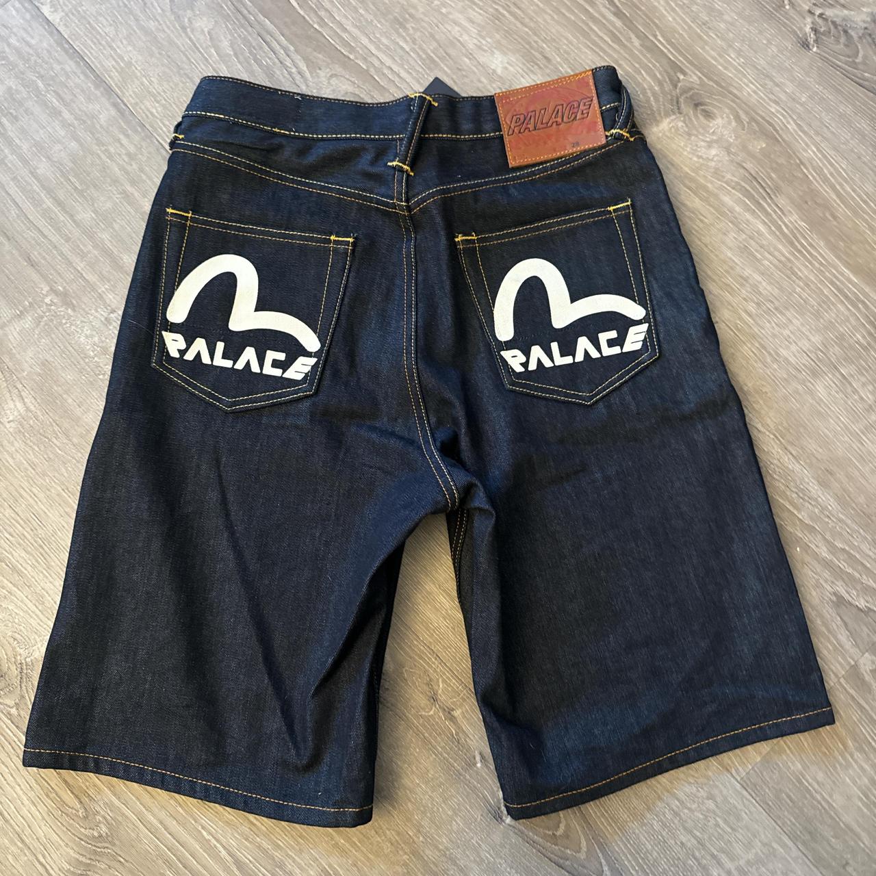 Palace Evisu Long Denim Short 34 未使用 Palace x Evisu 2024 collab denim shorts Released in | Depop