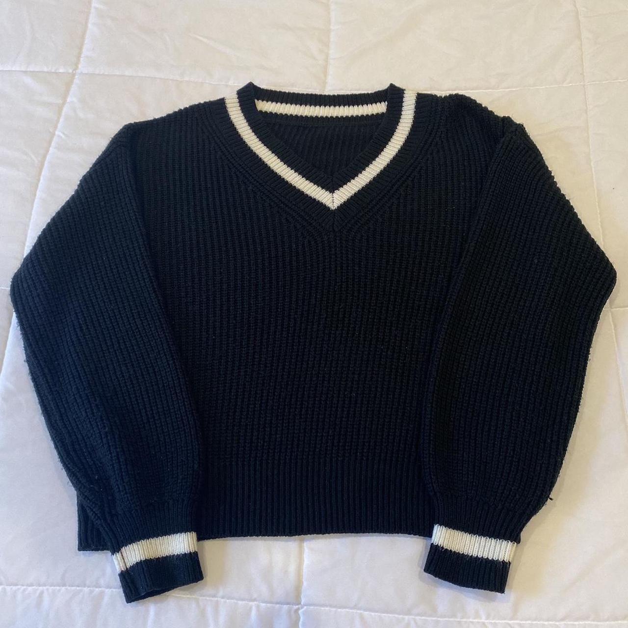 Black V Neck Vintage Sweater #winter #sweaters... - Depop
