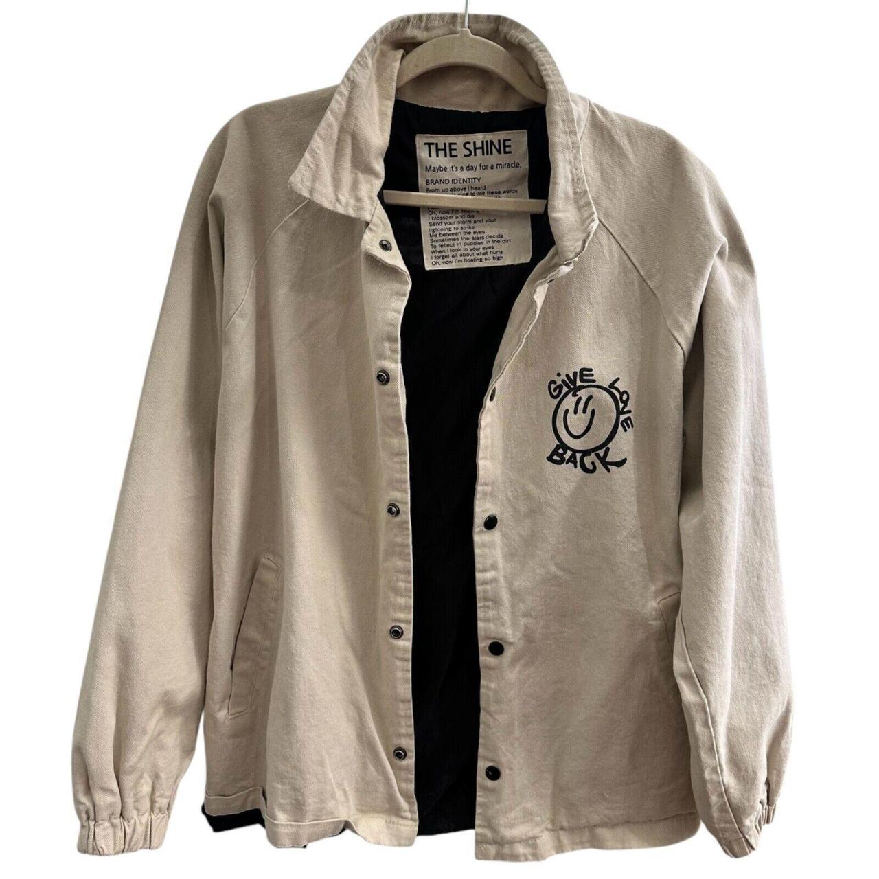 Men's Jacket - Tan - L – Graphic Patchwork Detail… - image 1