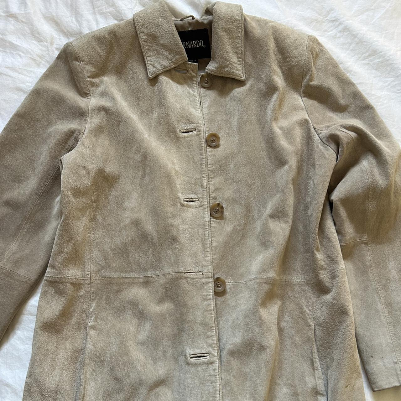 Tan suede jacket, minor imperfections M/L but i like... - Depop