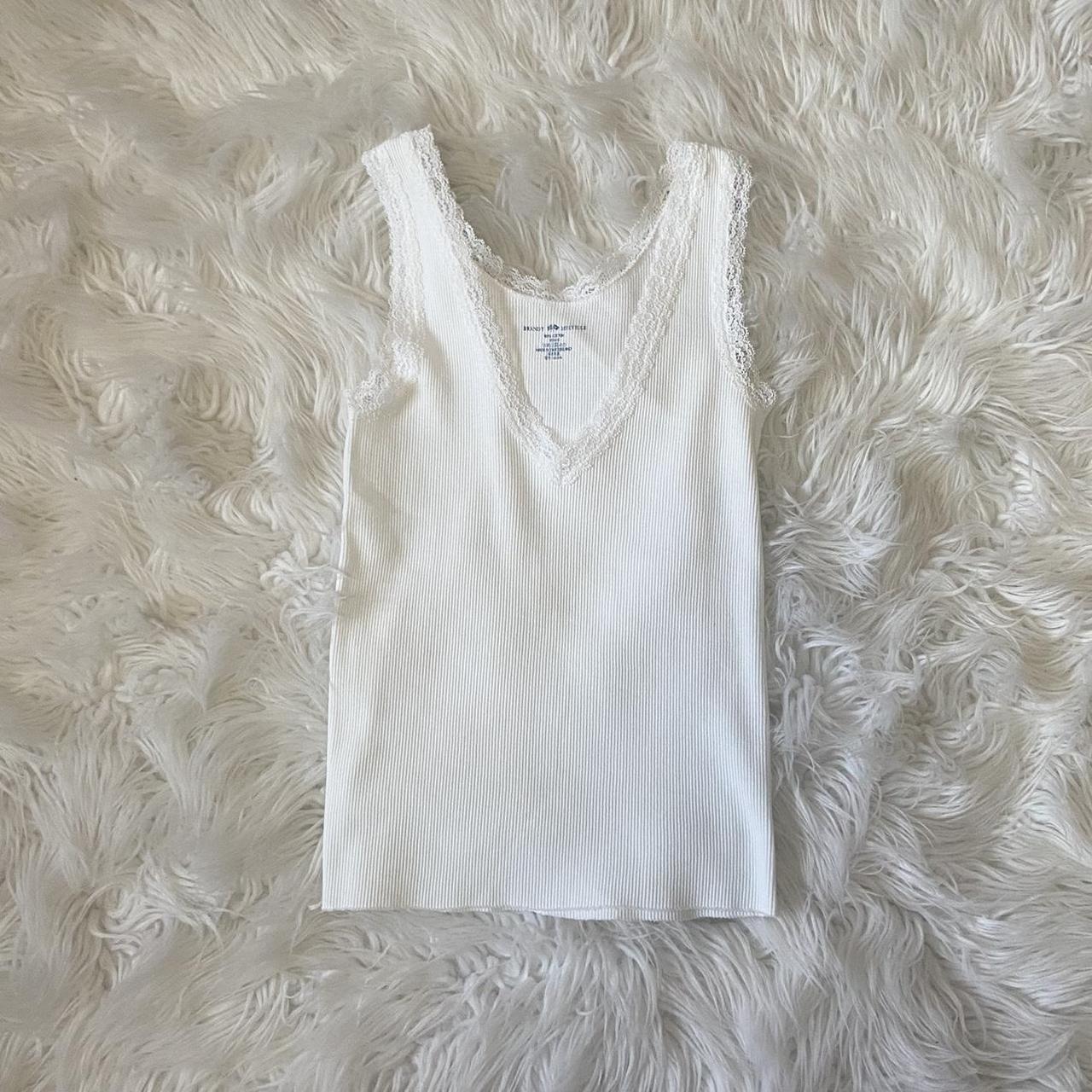 Brandy Melville Ronnie V Neck Lace Tank Plain White Depop