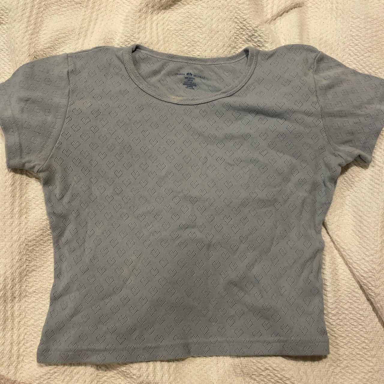 Brandy Melville baby T blue with heart pattering ... - Depop