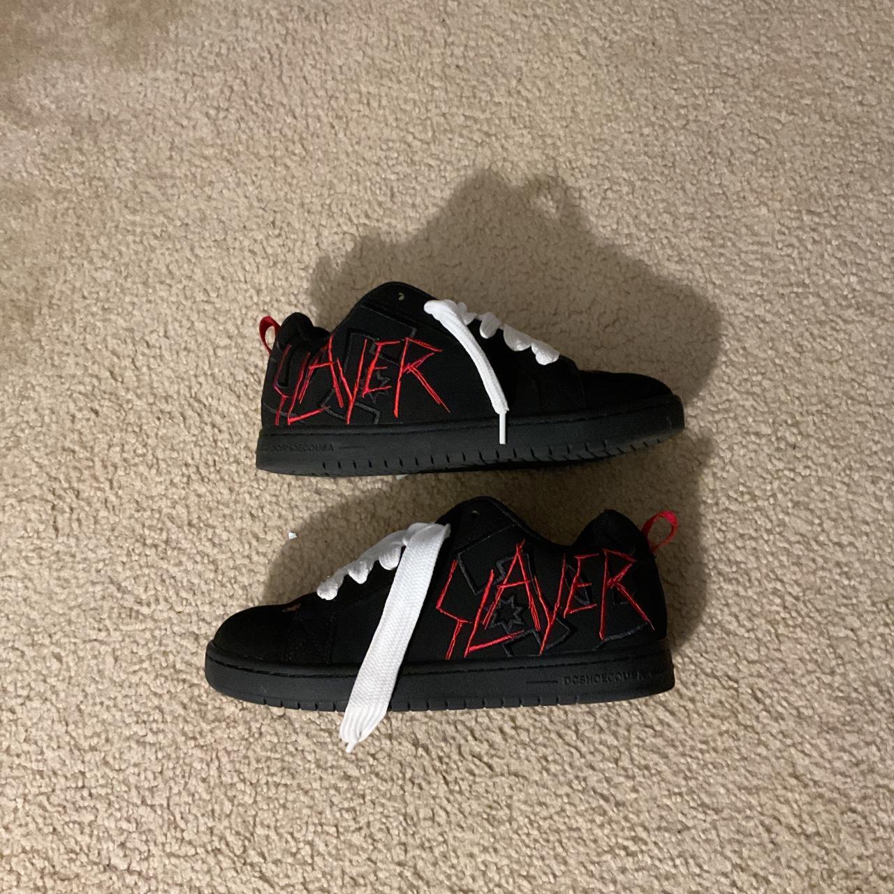 DC Shoes Men's Sneakers Black US – Black and red Slayer dc