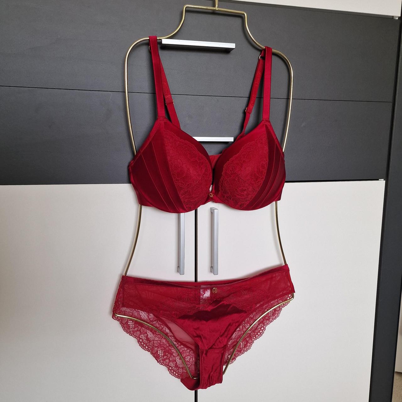 Very cute dark red bra and brief set by Rosie for... - Depop