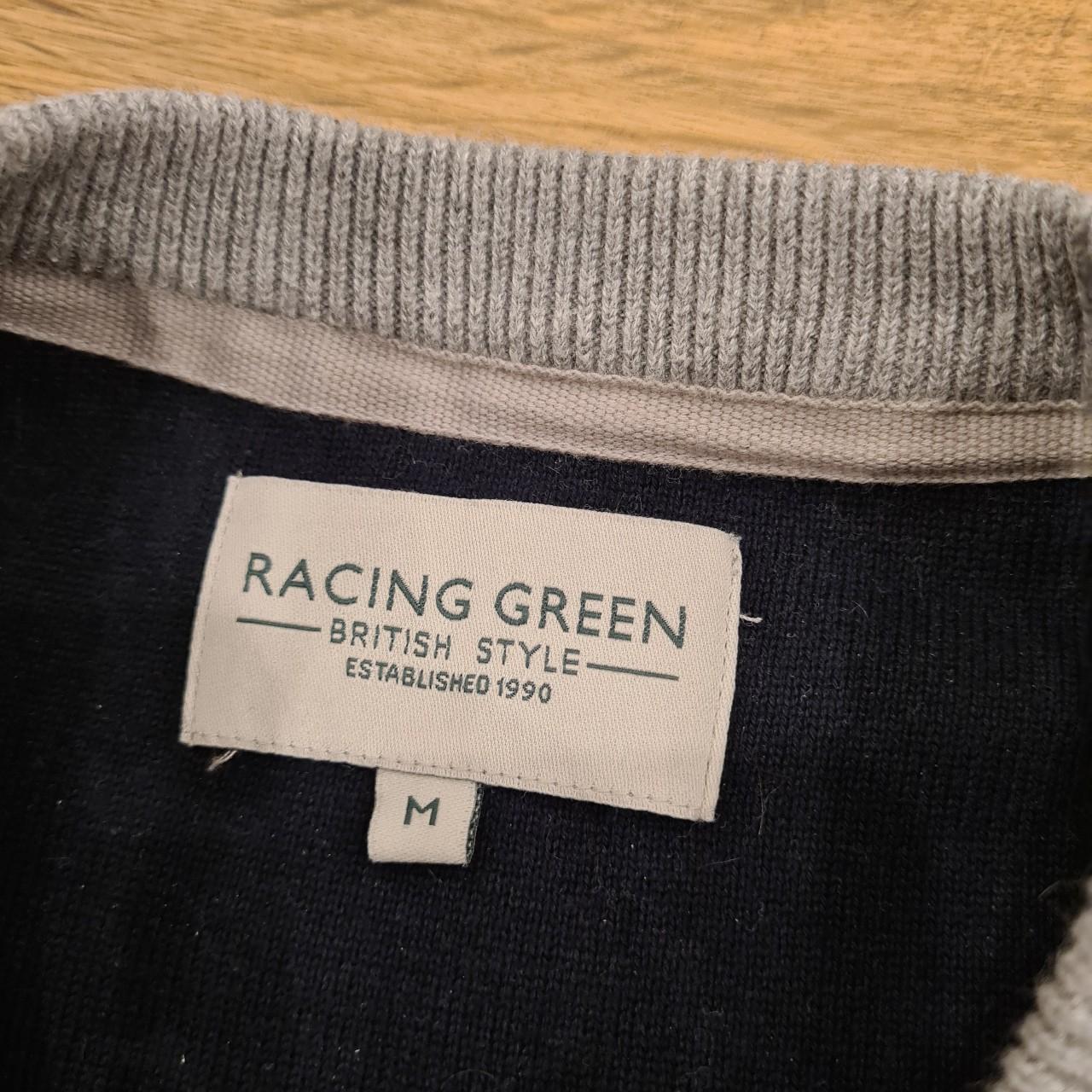 Racing Green Men's Cable Knit Sweater. Grey. Size... Depop