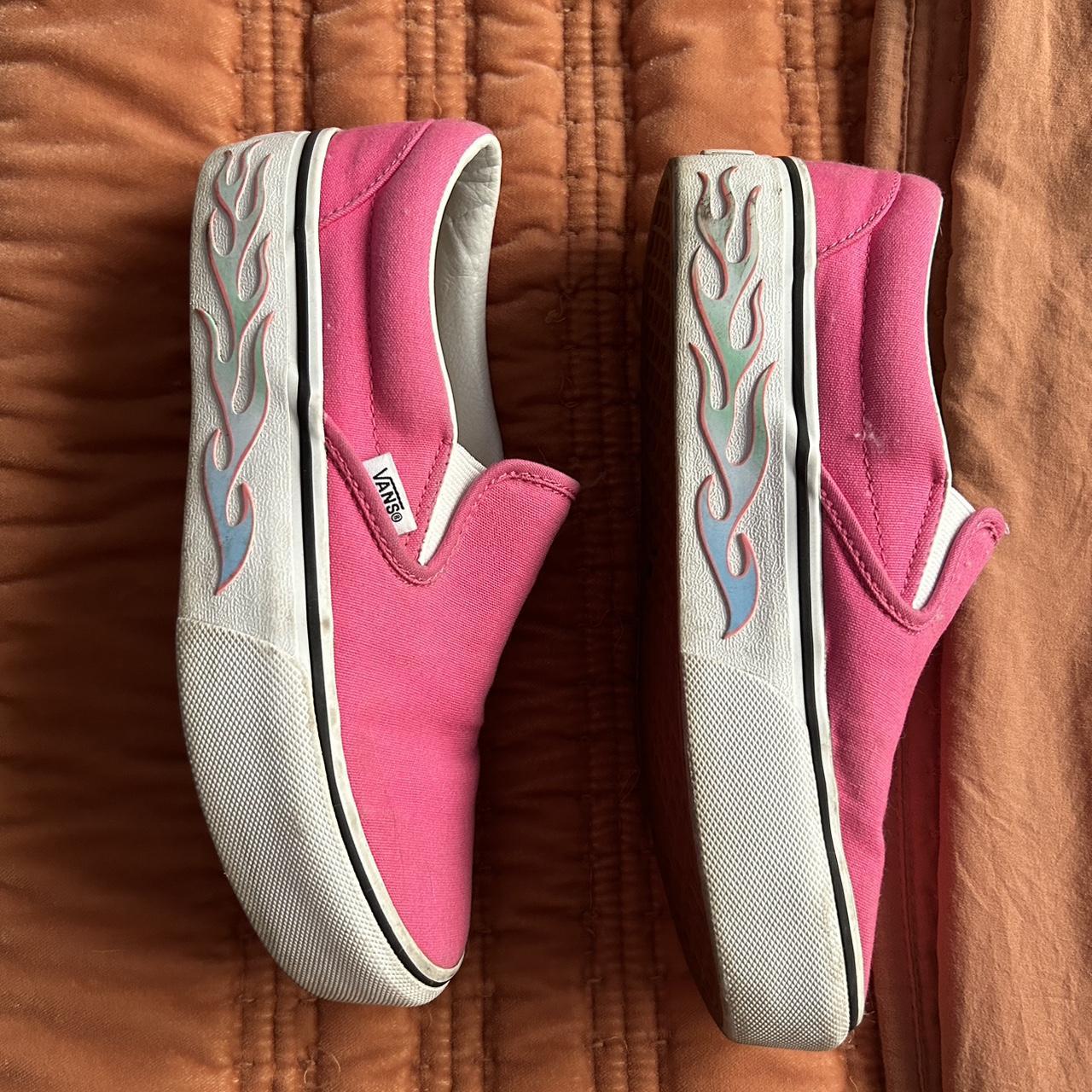 Hot pink platform slip on vans with iridescent... - Depop