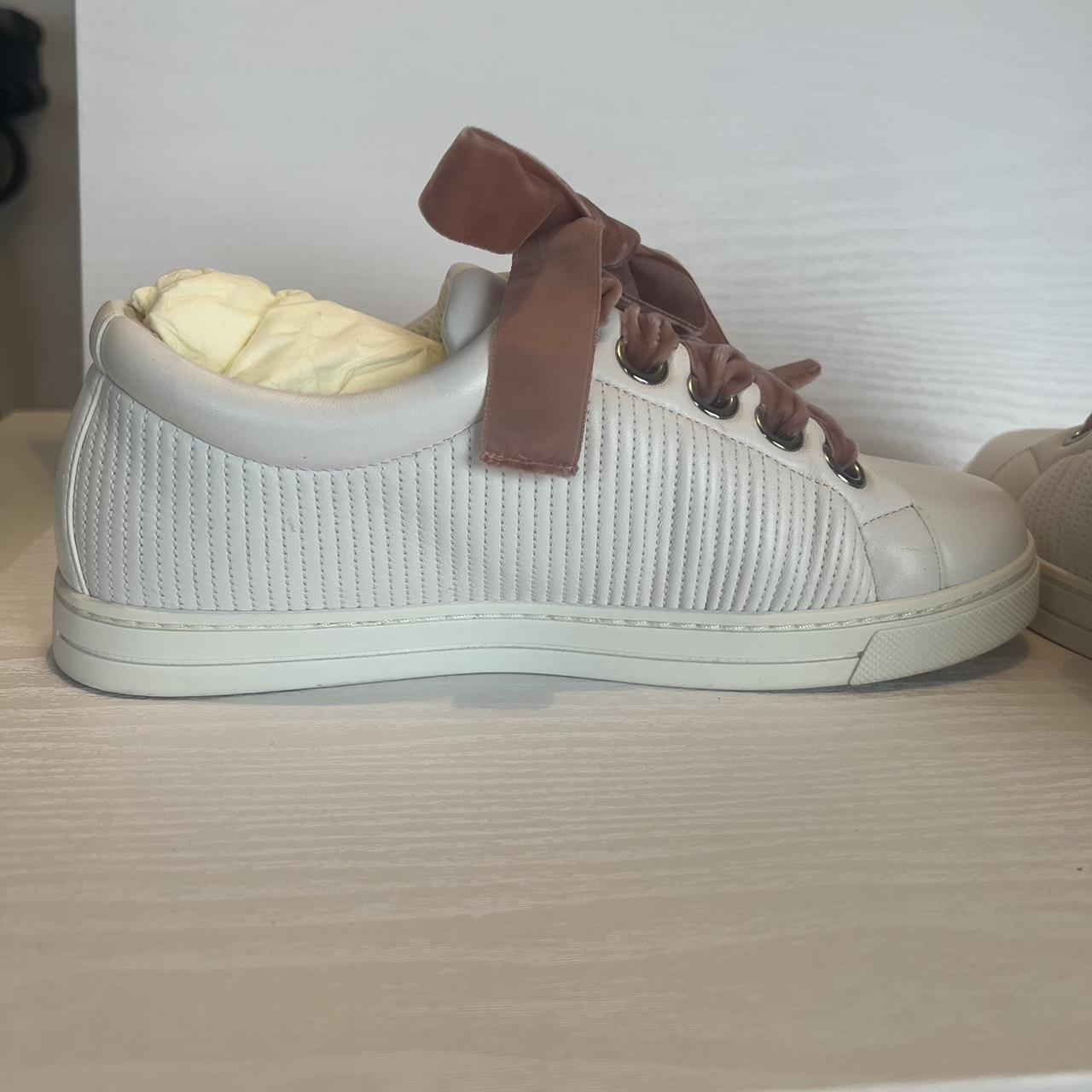 Fendi logo embroidered matelasse sneakers. White... - Depop