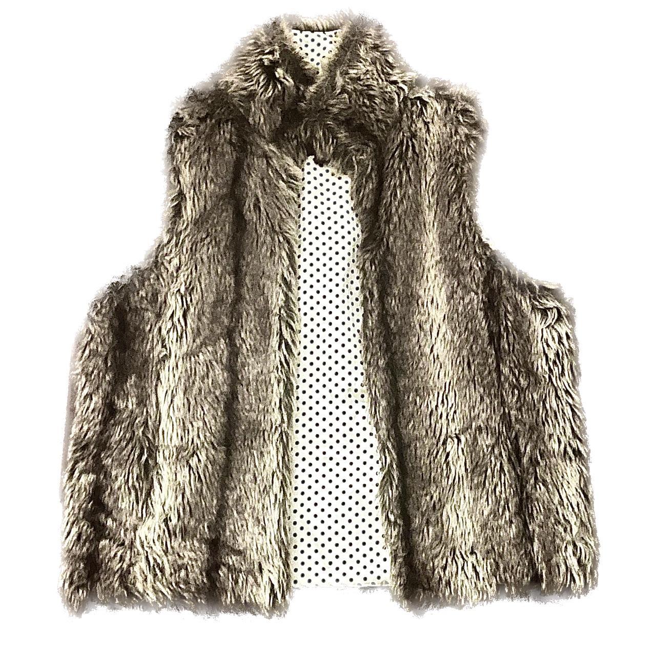adorable sleeveless fur jacket tagged medium msg... Depop