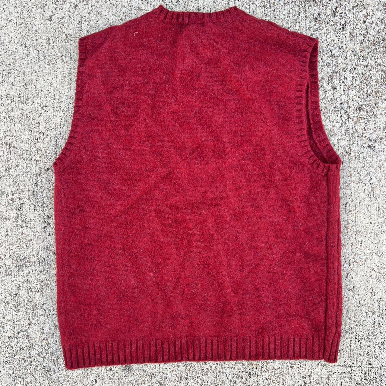 Ripped Knitted Wool red Vest Lambswool Old Navy... - Depop