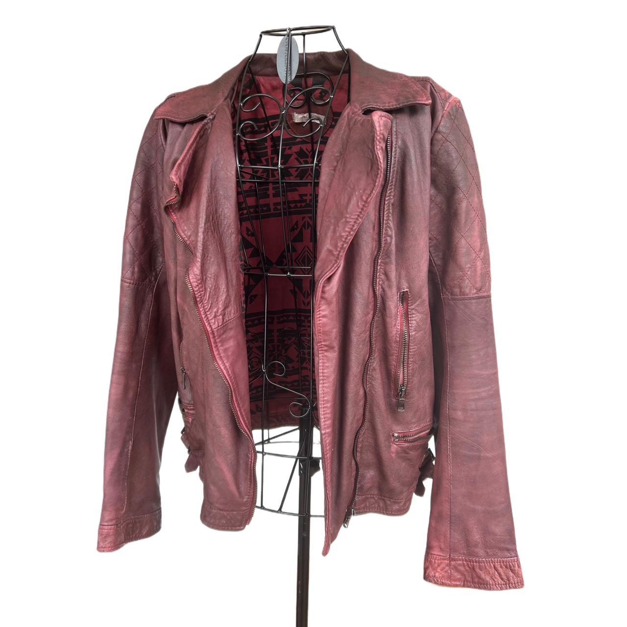 rote vintage lederjacke⭐️ Depop