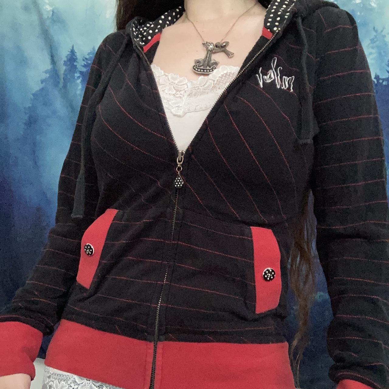 Cyber y2k graphic emo zip up hoodie from Depop