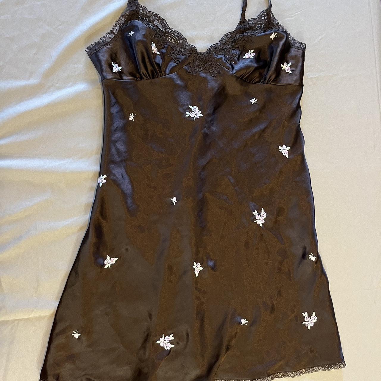 🤎vintage 1990 Lingerie chocolate gown with matching... - Depop