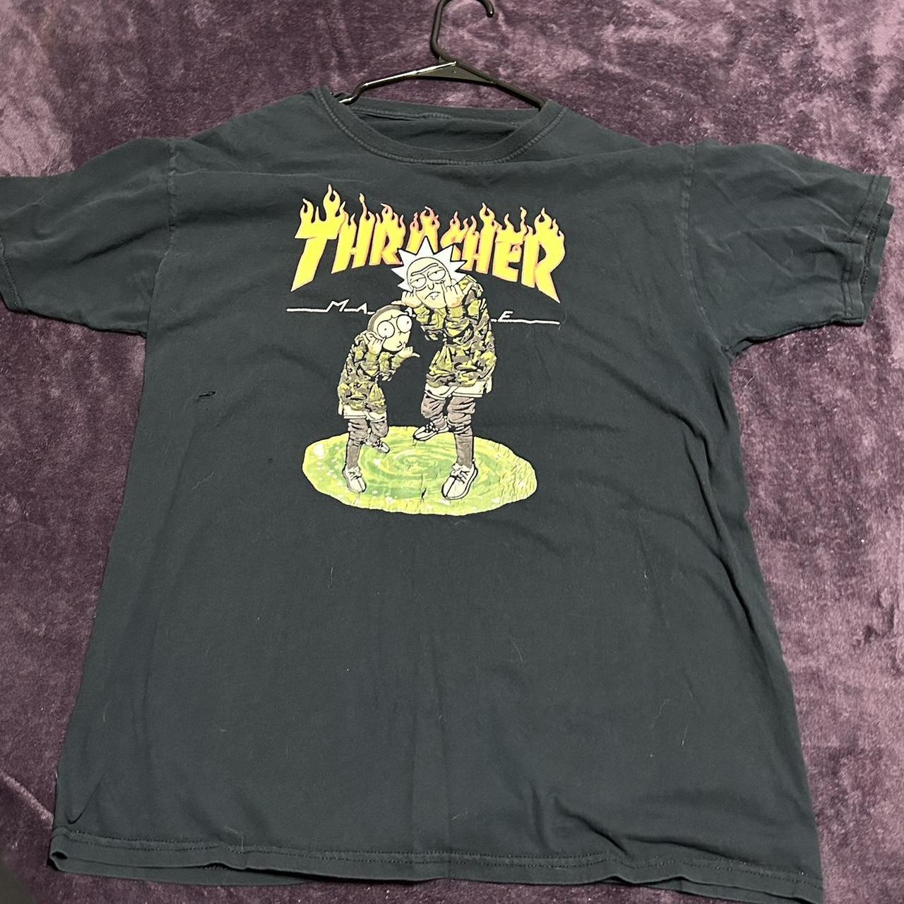 Thrasher Rick and Morty t-shirt small holes on the... - Depop