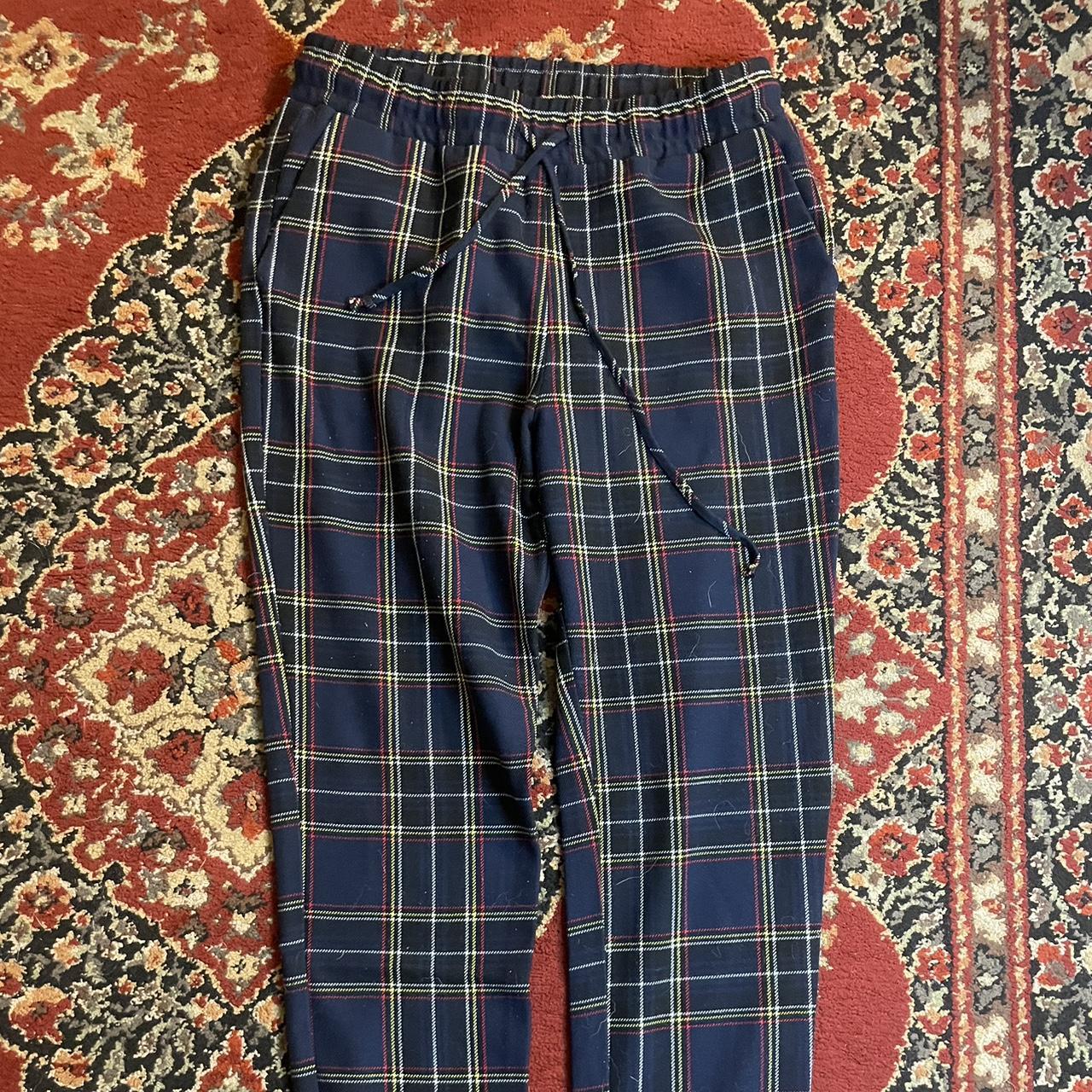 Super Soft Fitted Pants - Blue plaid