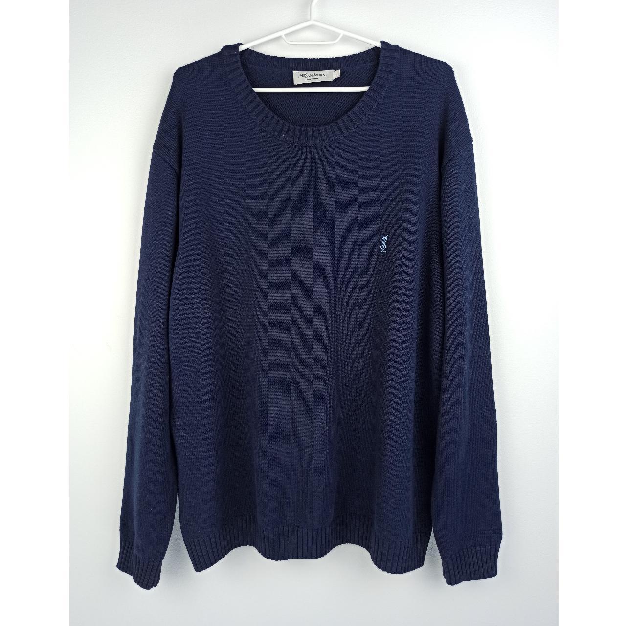 Vintage Yves Saint Laurent Blue Sweater Mens... - Depop