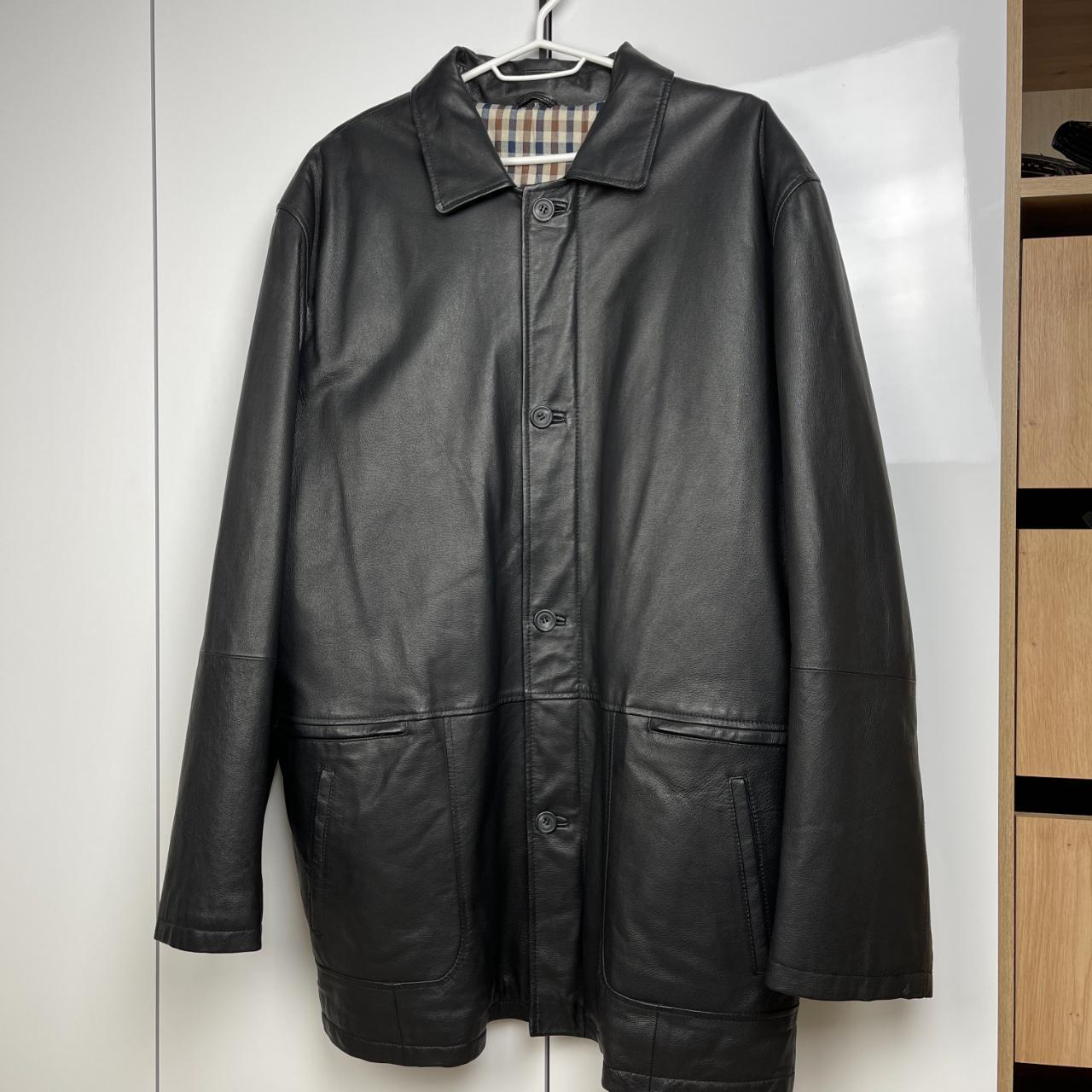 Aquascutum Vintage Mens Black Leather Jacket - Depop