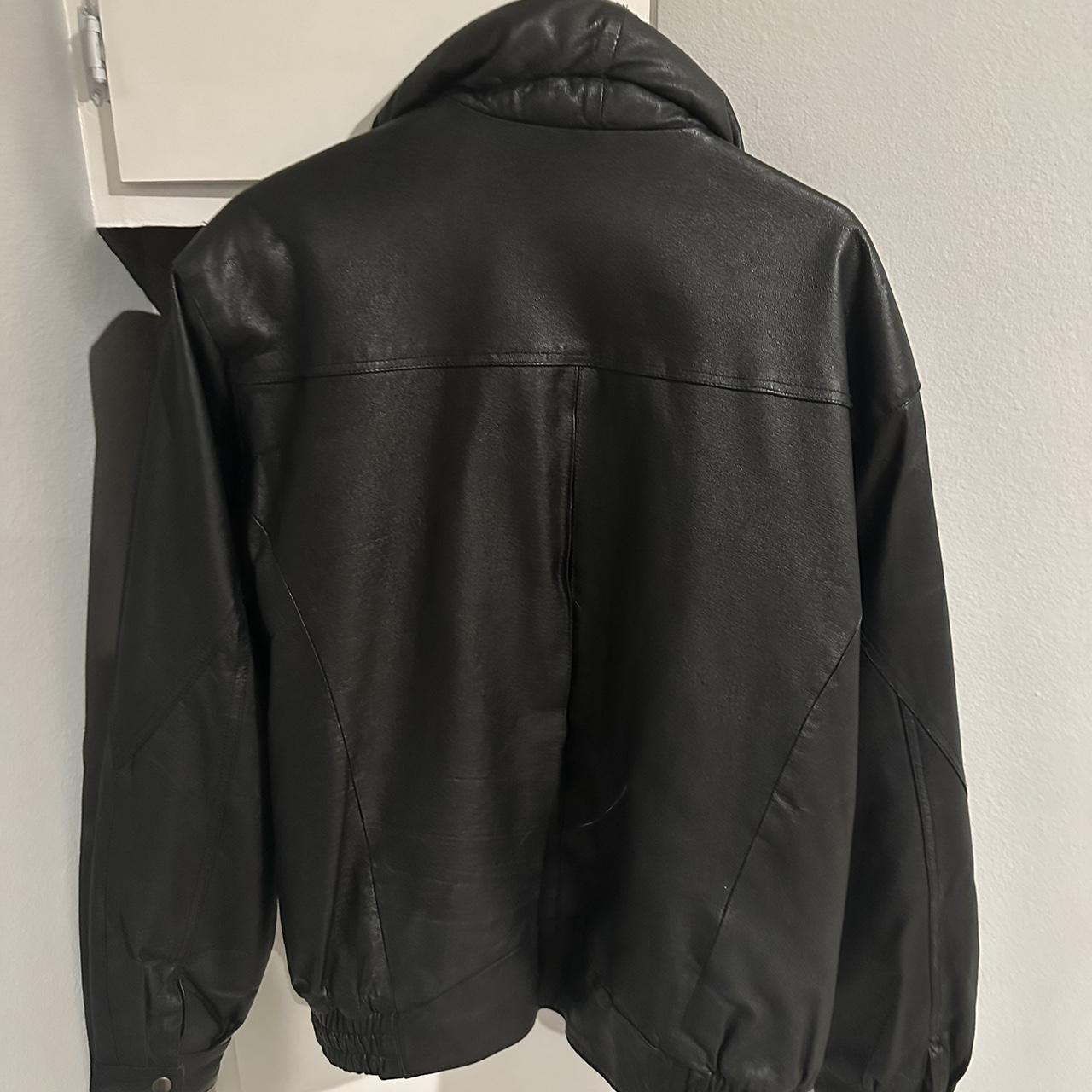 Black Authentic Leather Bomber Jacket #vintage... - Depop