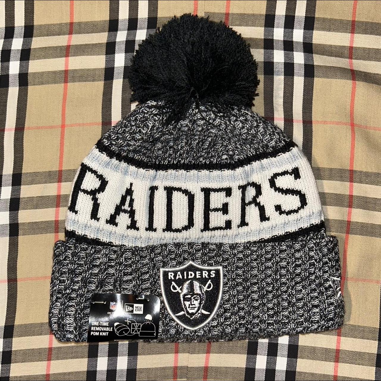 Black New Era NFL Las Vegas Raiders Pom Beanie Hat