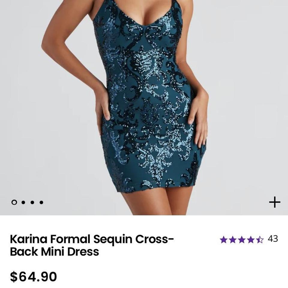 Karina Formal Sequin Cross-Back Mini Dress