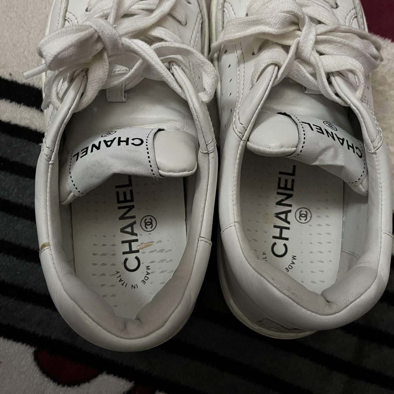 Chanel interlocking CC Logo sneakers, White leather. | Depop
