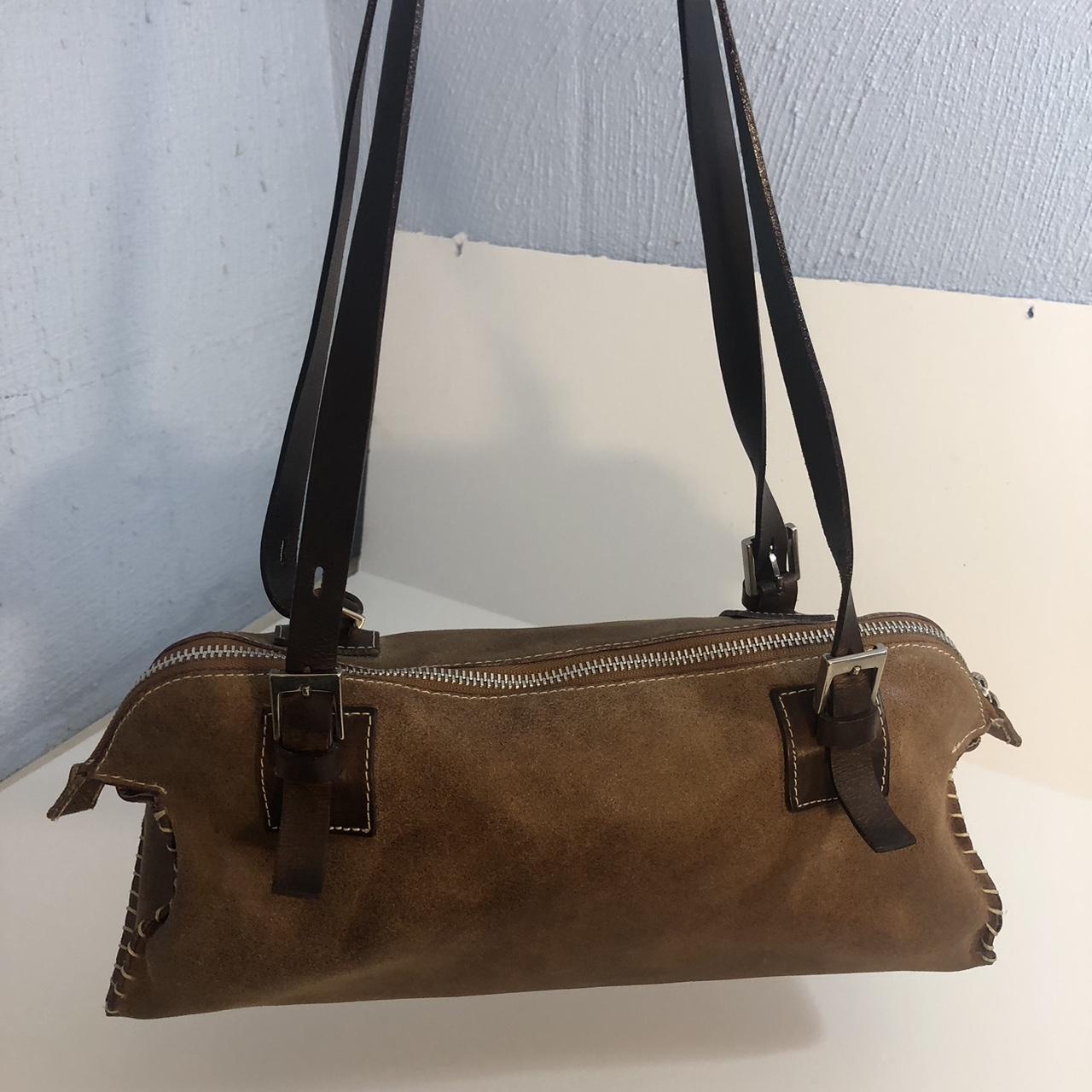 DISSONA Beige&White Top Italian Leather Bag - Depop