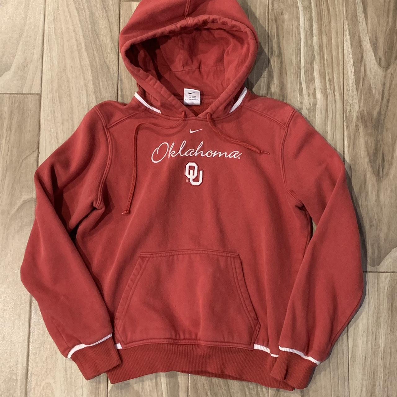 Red Nike Center Swoosh Oklahoma Hoodie Youth Medium Depop