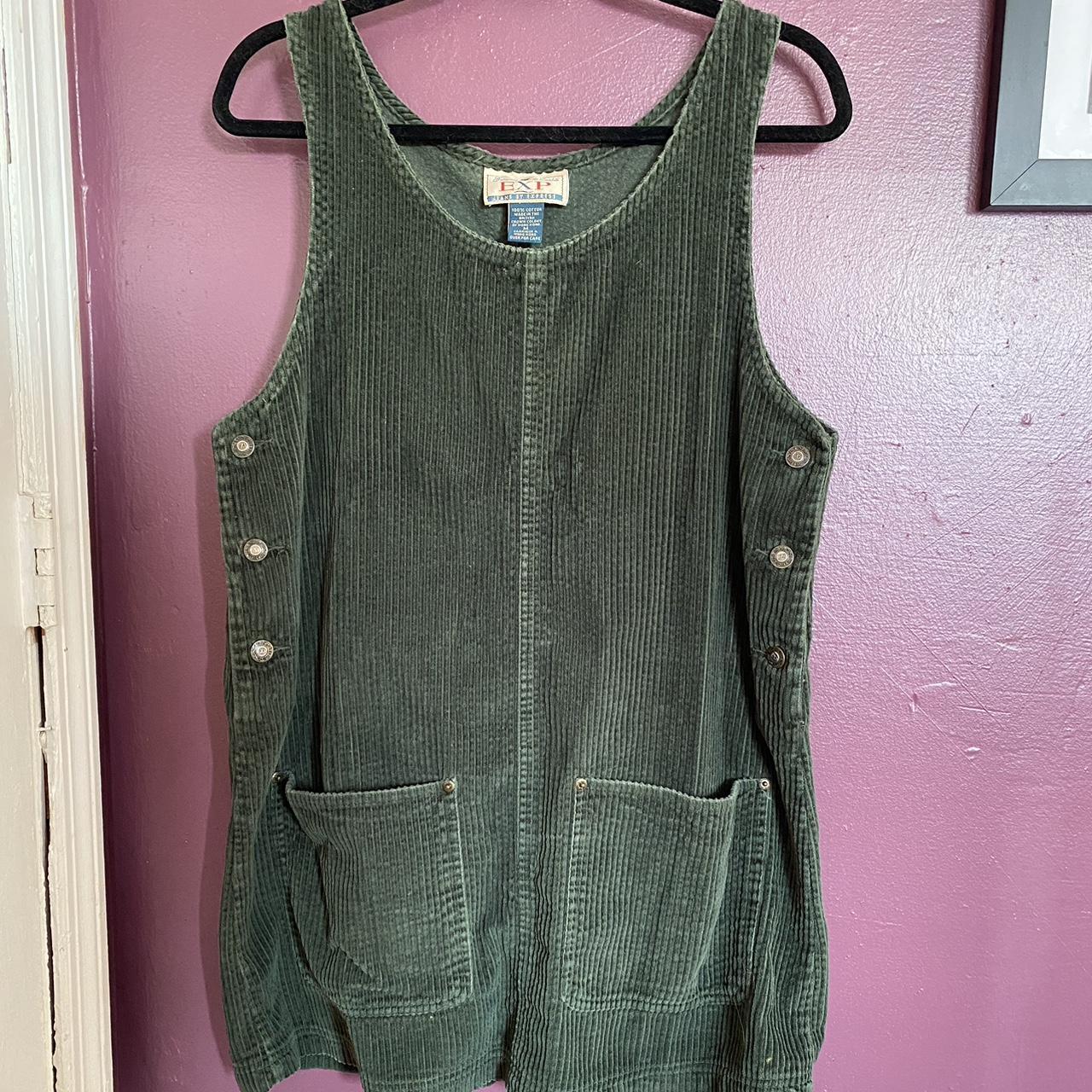 Vintage EXP green corduroy overall dress Can Depop - Main Image