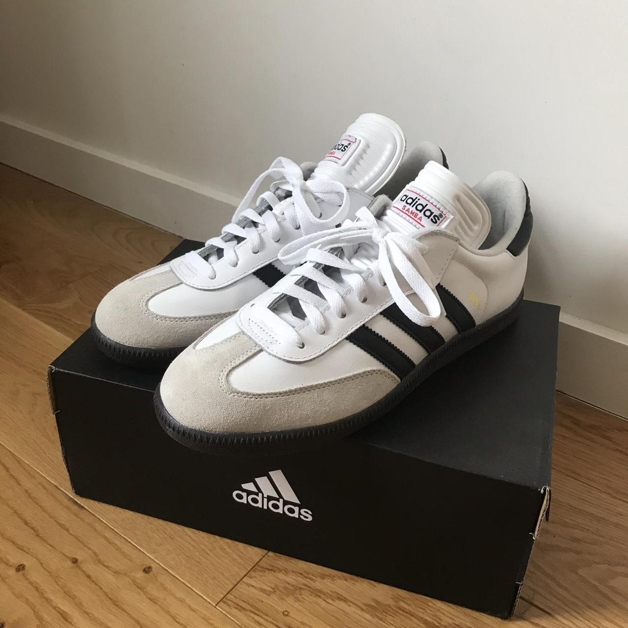 U.K. Adidas Samba, Size 9. Tags, original box and... - Depop