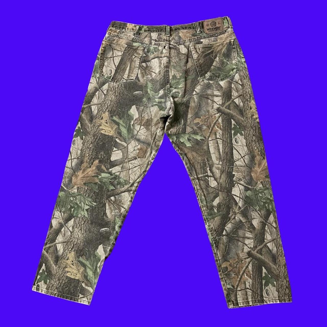 Vintage Wrangler Camouflage Double Knee Pants Size... - Depop