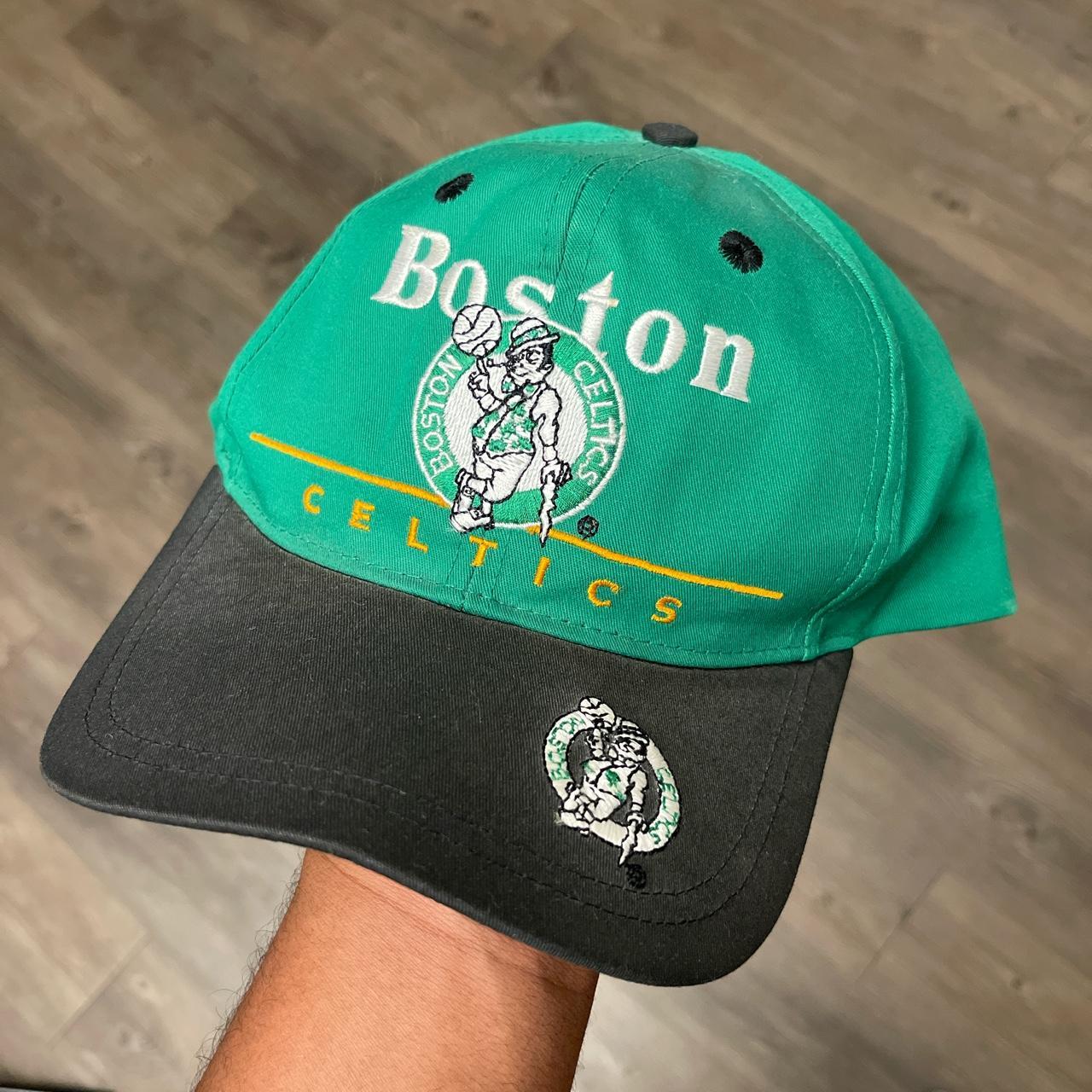 Retro Boston Celtics Mens Trucker Hat Black Snapback - Depop