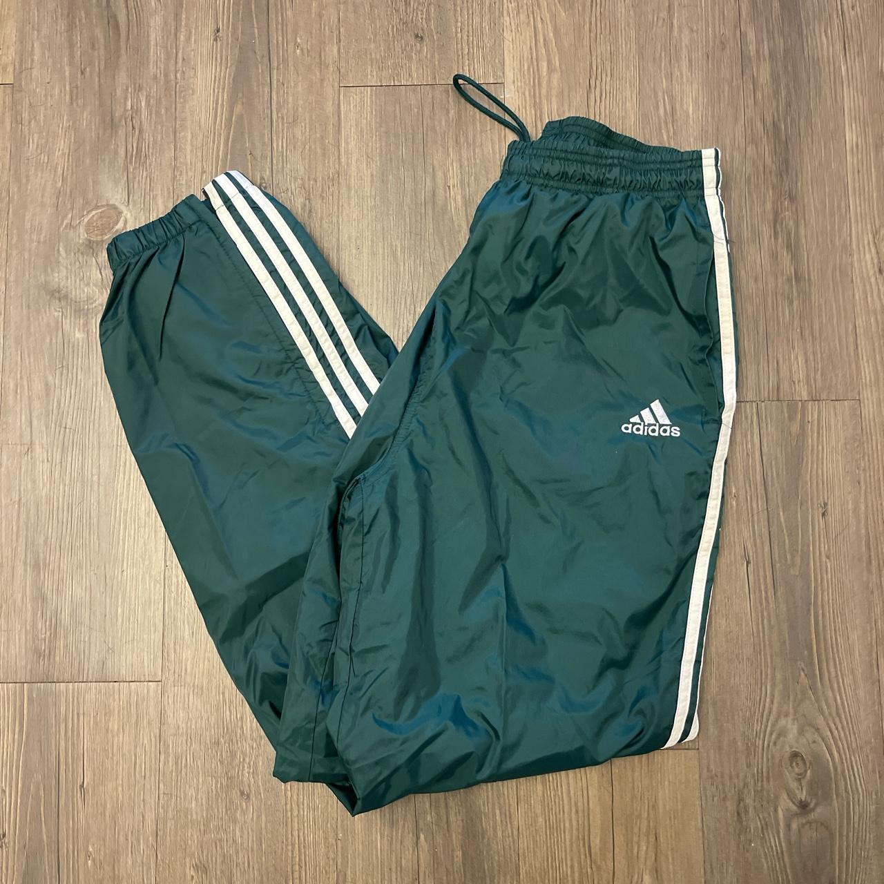 Adidas Men's Green and White Joggers-tracksuits | Depop