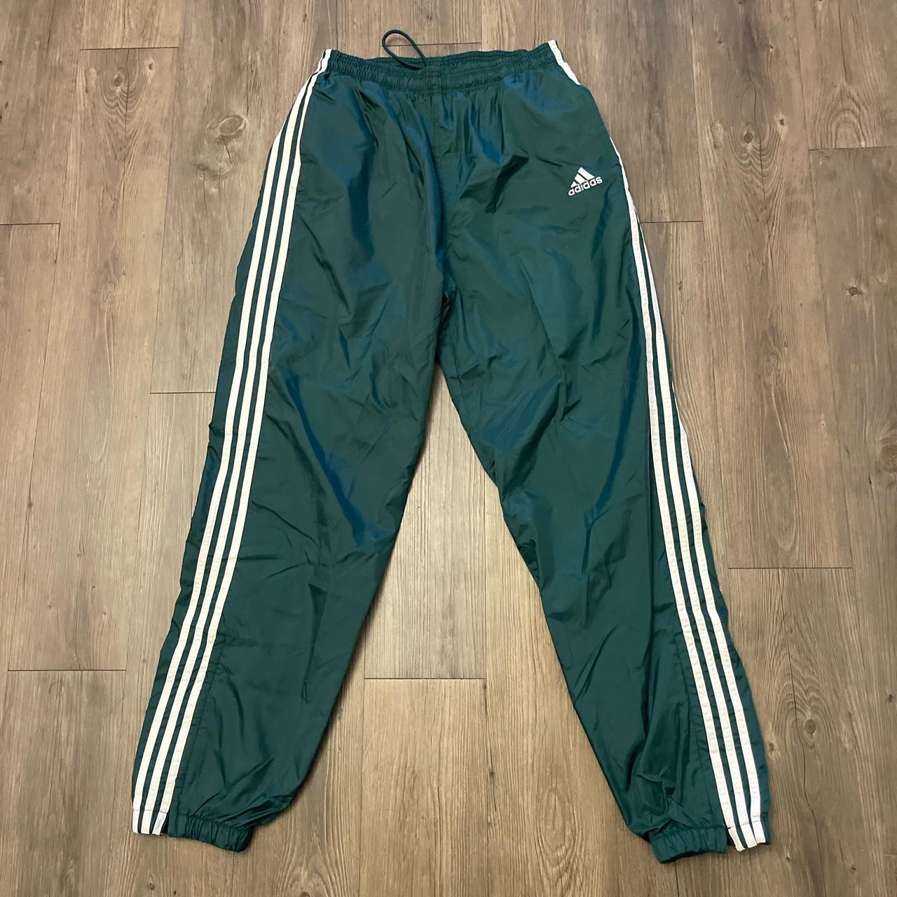Adidas Men's Green and White Joggers-tracksuits | Depop