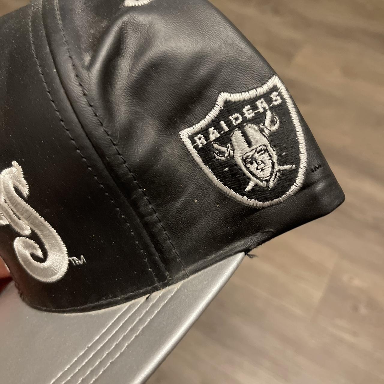 Vintage 1990s Leather Oakland Raiders SnapBack With - Depop