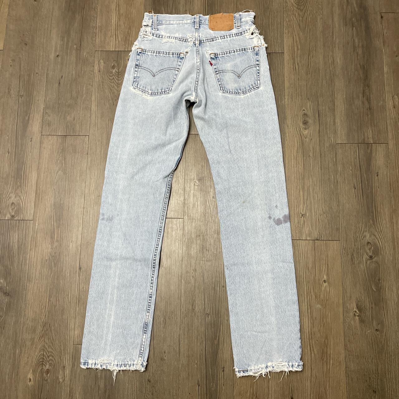 Vintage Super Distressed Levi’s 505 Light Blue Denim... - Depop