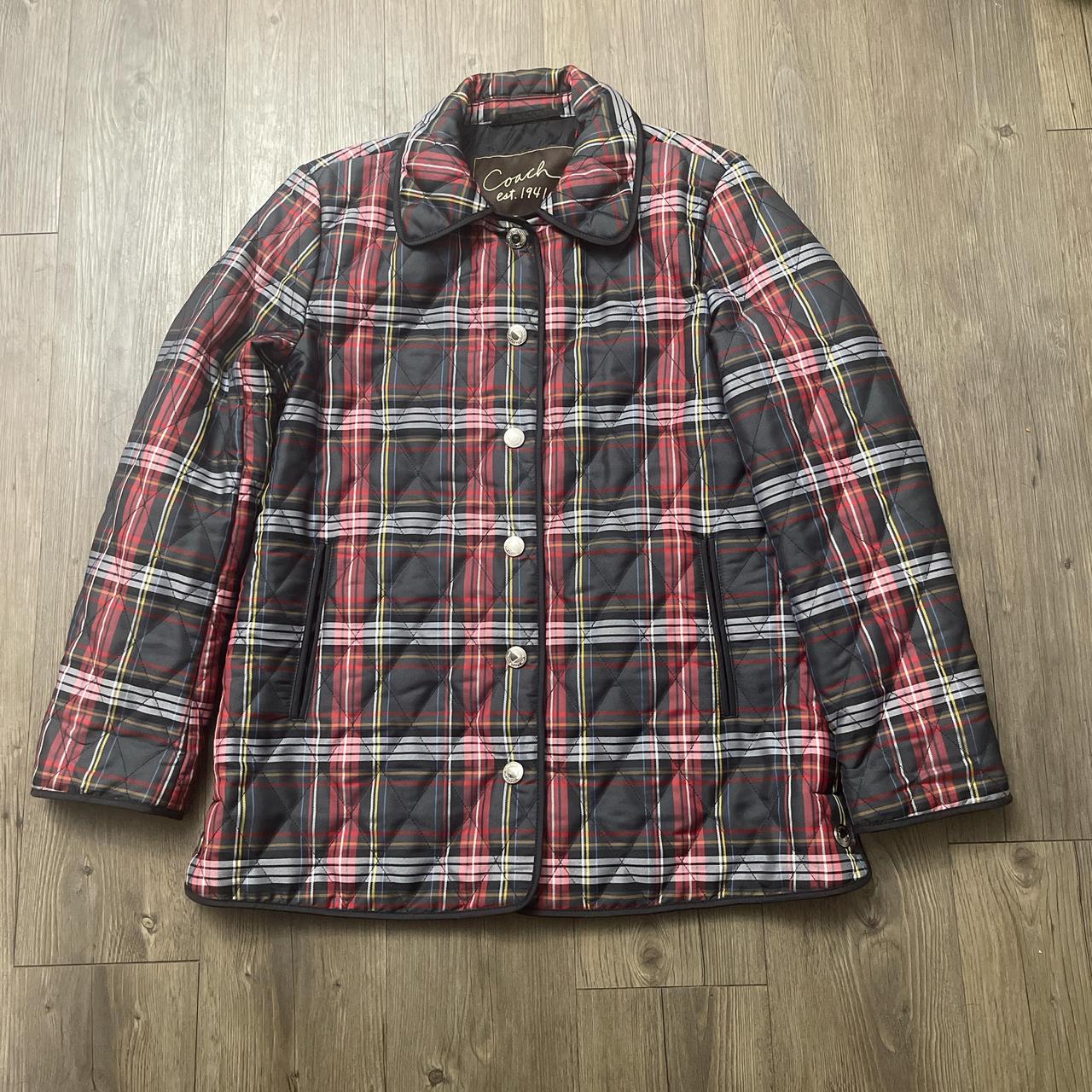 Women s Coach Plaid Multicolor Insulated Jacket Size. Depop