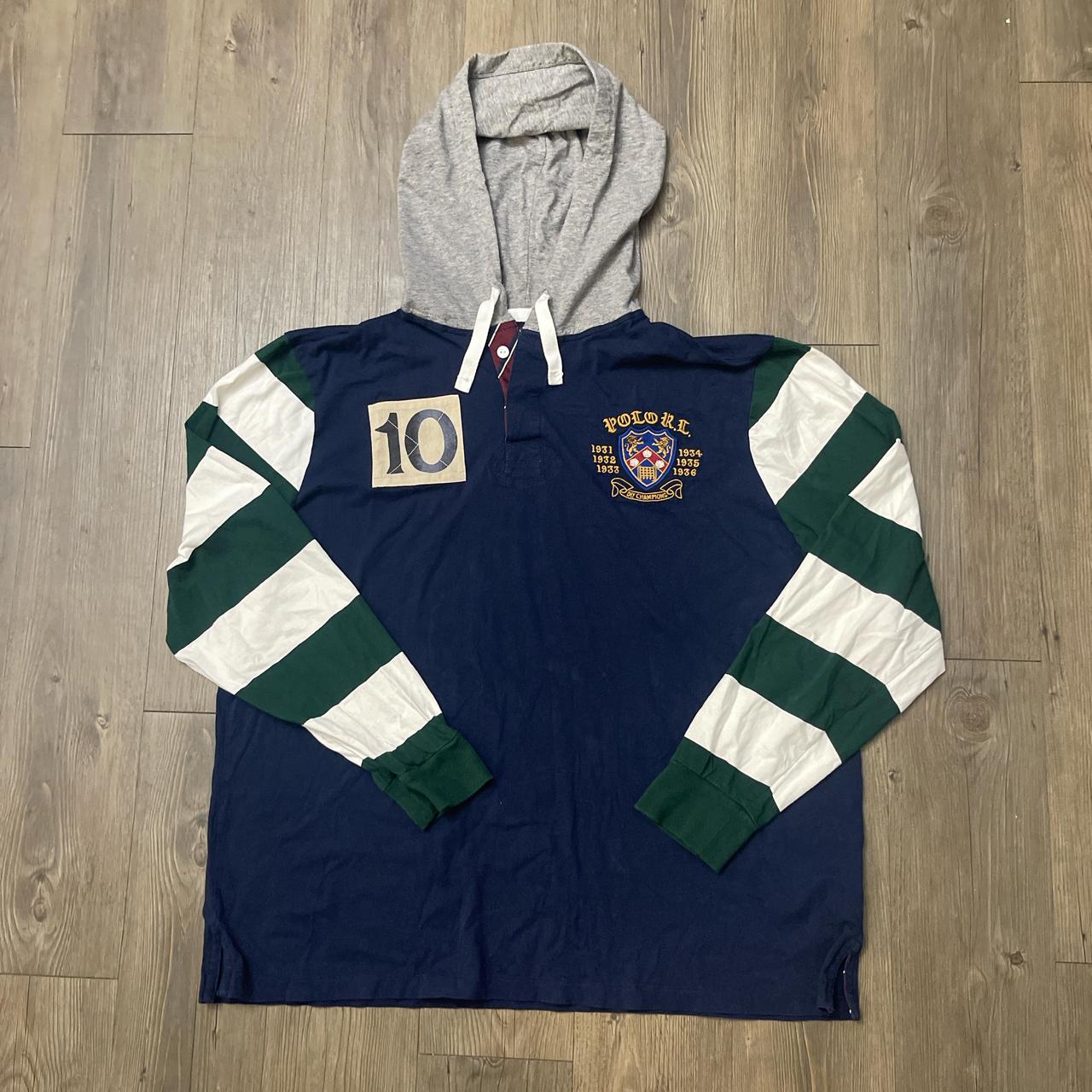 Polo Ralph Lauren Multicolor Rugby Hoodie Shirt Size