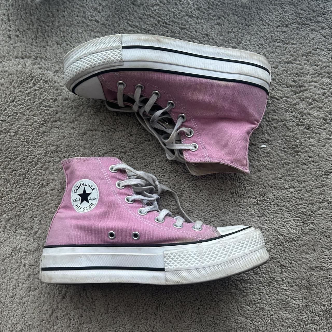 Converse Women's Pink and White Trainers | Depop