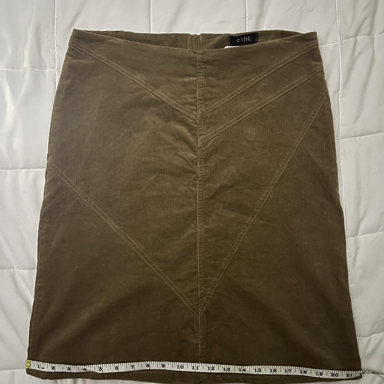 Corduroy light brown midi skirt Slightly stretch to... - Depop