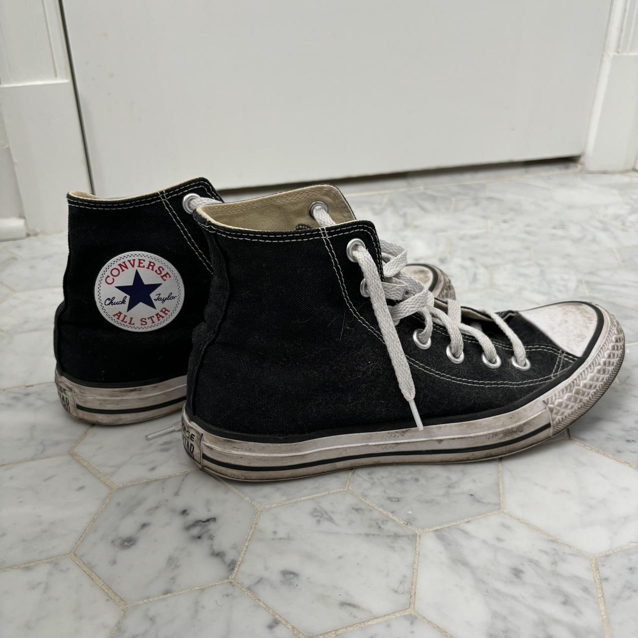 Black high top converse. Size 7.5. Only flaws are... - Depop
