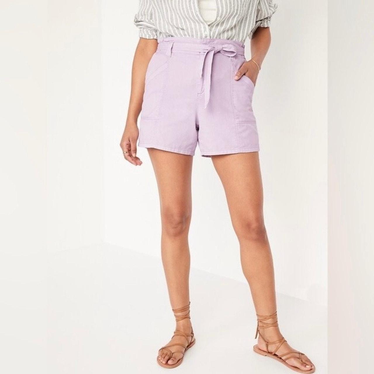 Old Navy Purple Belted High Waisted Twill Shorts