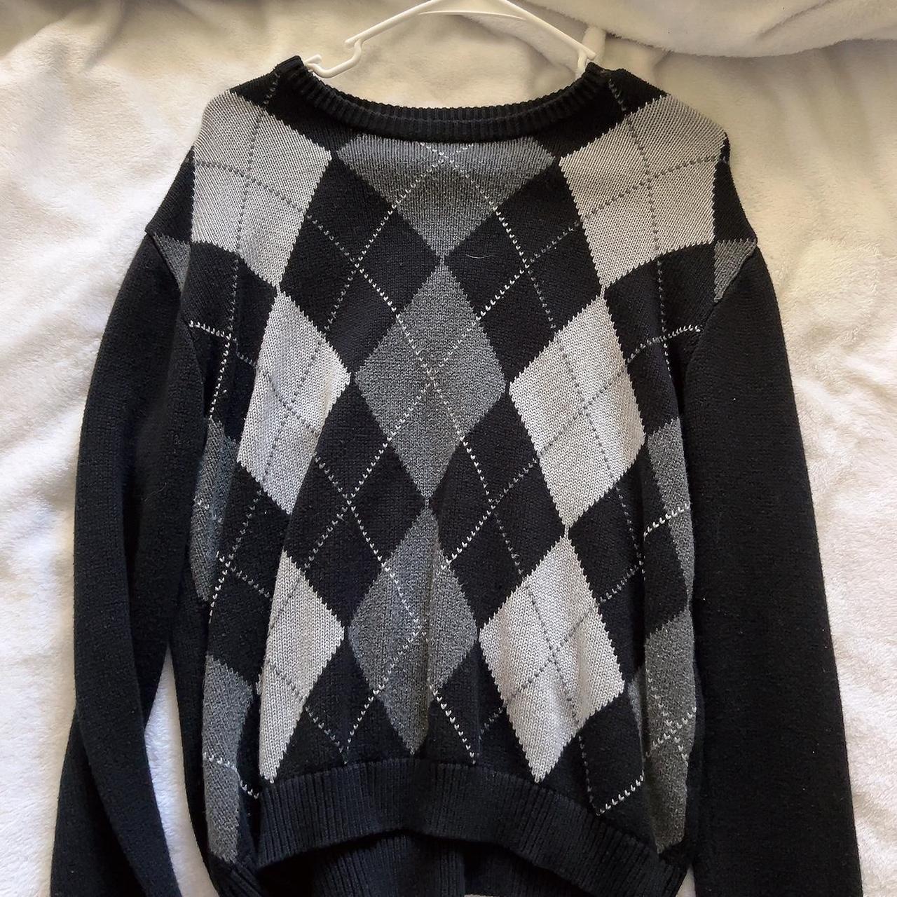 brandy melville argyle sweater , black gray and... Depop