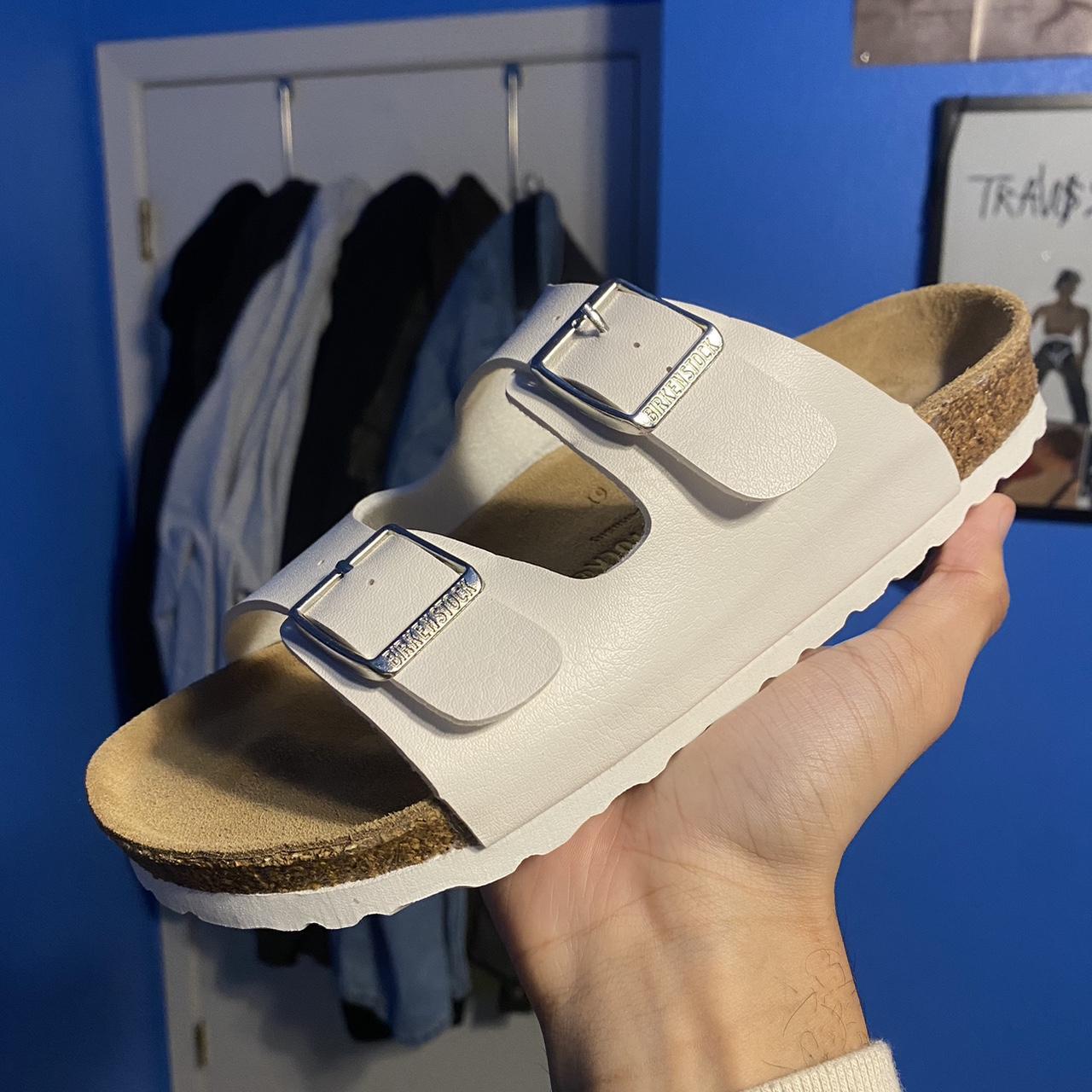 Birkenstock Women's White Sandals | Depop