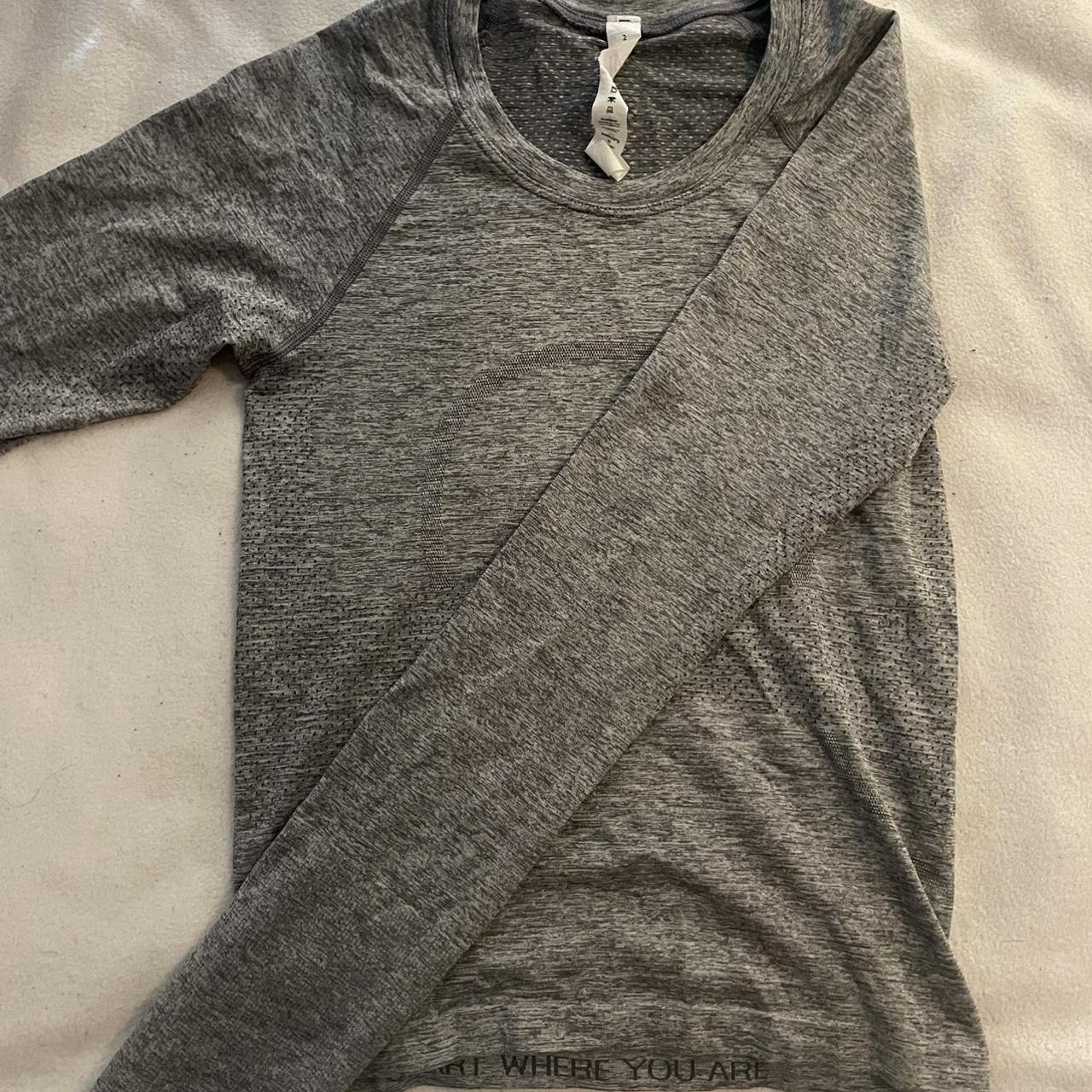 LuluLemon Grey along Sleeve Perfect for Working Out... - Depop