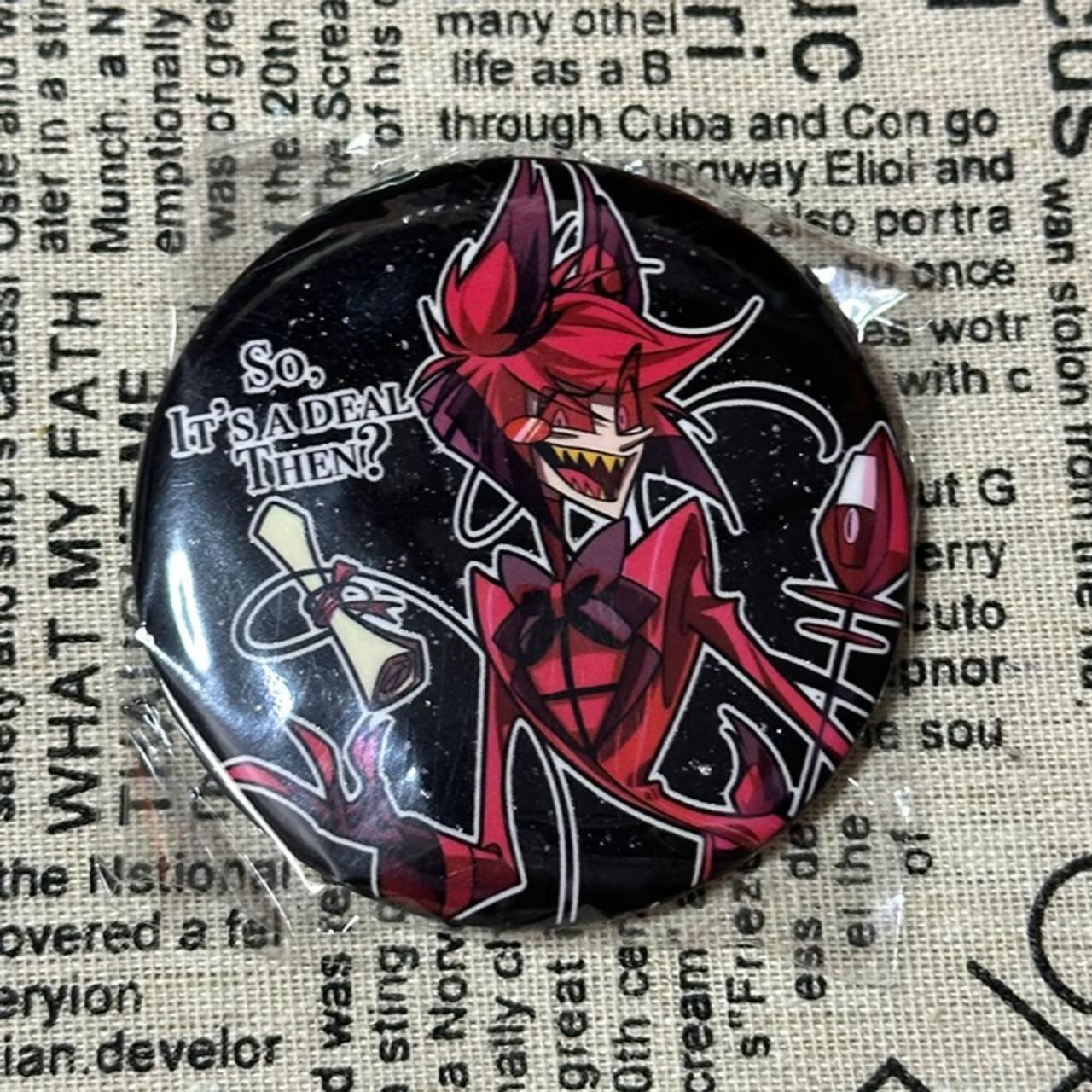 hazbin hotel alastor big doujin badge new alastor... - Depop