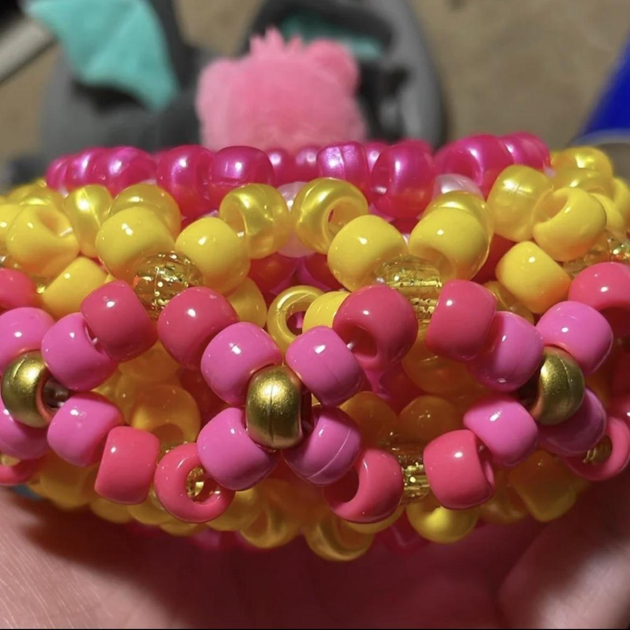 Care Bears kandi cuff, two X-bases tall 33 beads... - Depop