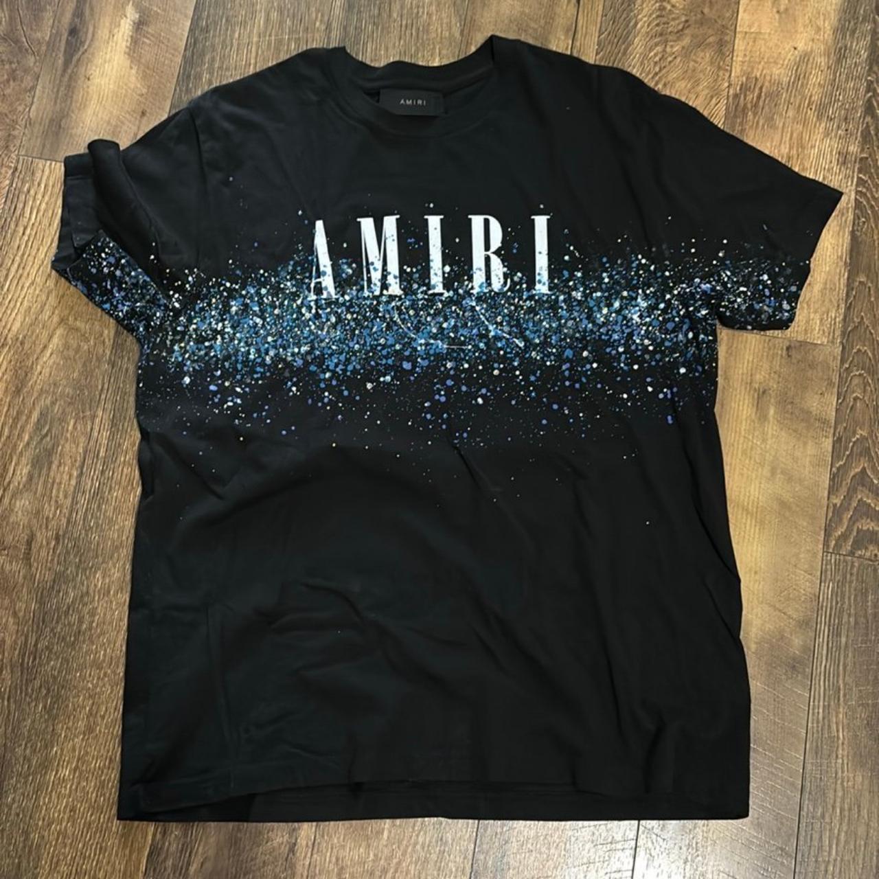 Amiri Crystal core logo painter tshirt black blue | Depop