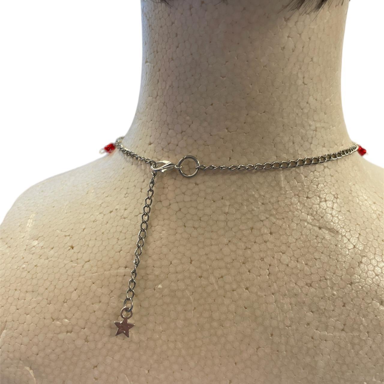 ☆Falling stars red chain necklace. Made with vintage... | Depop